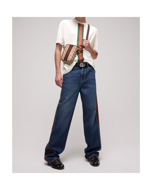 Gucci White Vertical Stripe T-Shirt for men