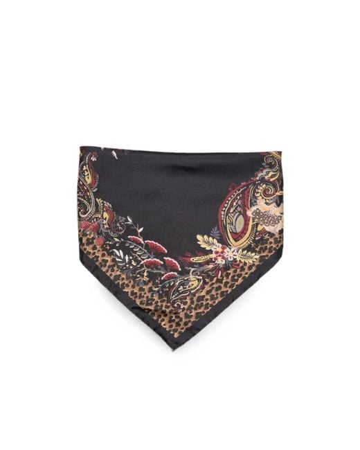 Etro Gray Paisley Leopard-Print Scarf