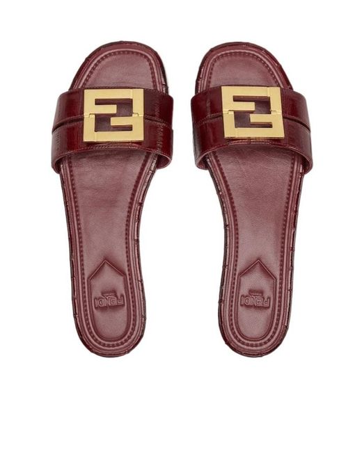 Fendi Purple Ffold Logo Plaque Slides