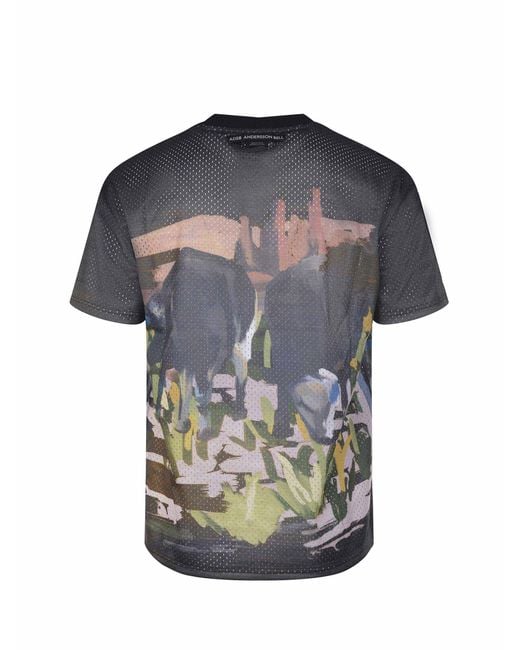 ANDERSSON BELL Blue Perforated Graphic T-Shirt for men