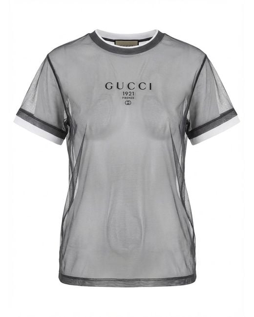 Gucci Gray Printed Double Layered Jersey T-Shirt