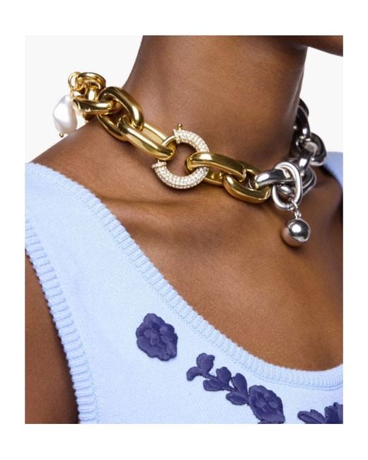 Rabanne Metallic Rabanne Two-Toned Chain-Linked Necklace