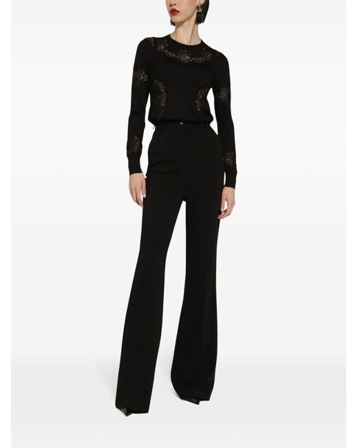 Dolce & Gabbana Black Lace Detail Knit Top