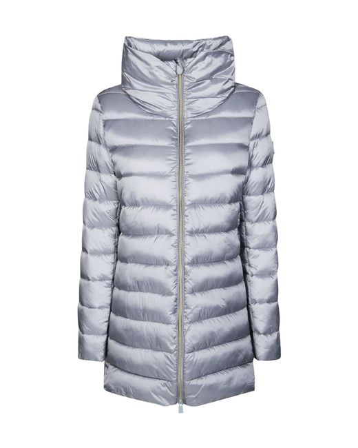Save The Duck Blue Lydia High-Neck Quilted Coat