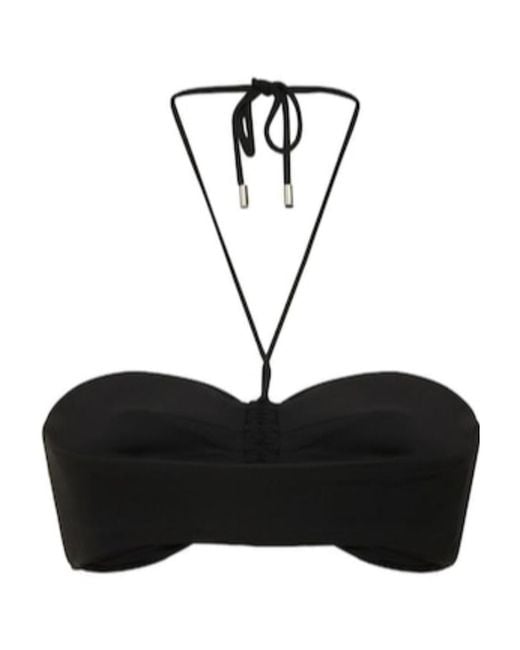 Michael Kors Black Stretch Plain Jersey Self-Tying Tube Top Sling