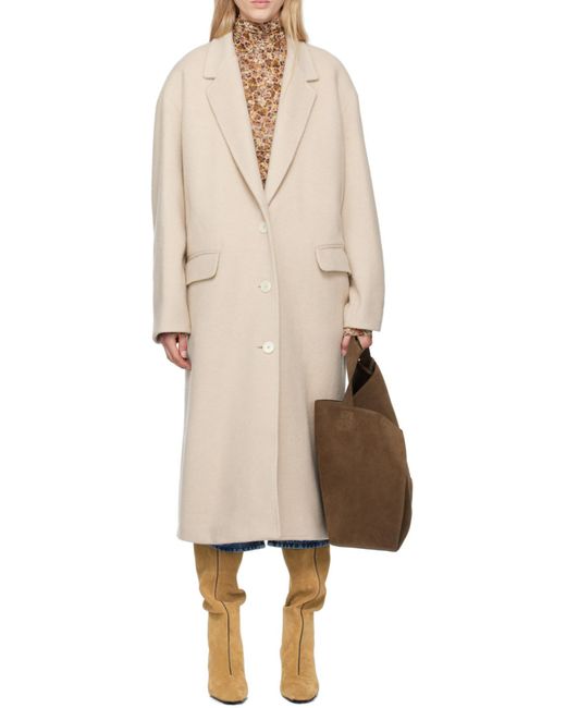 Isabel Marant Natural Efezia Single-Breasted Straight Hem Coat