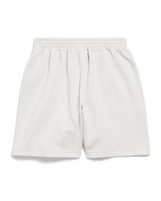Balenciaga White Logo Embroidered Bermuda Shorts for men