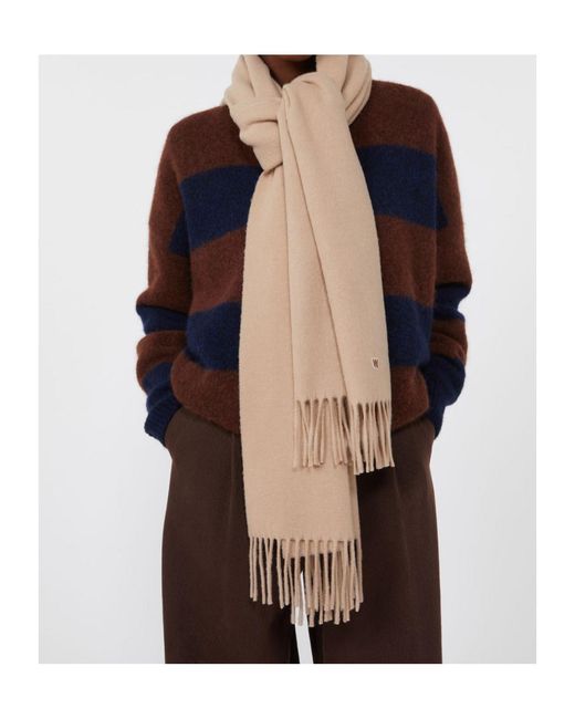 Weekend by Maxmara Natural Logo Embroidered Fringed Scarf