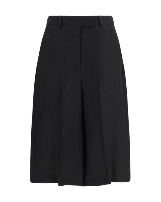Lardini Black Pleated Straight-Leg Bermuda Shorts