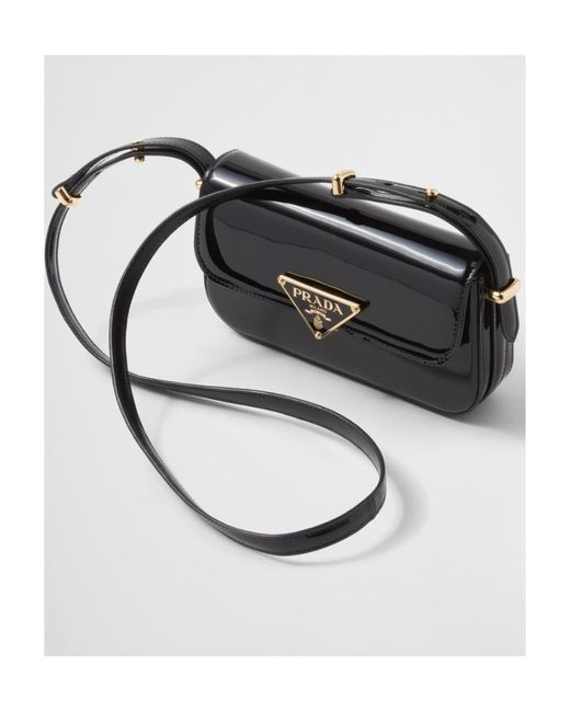 Prada Black Logo-Plaque Foldover Top Shoulder Bag
