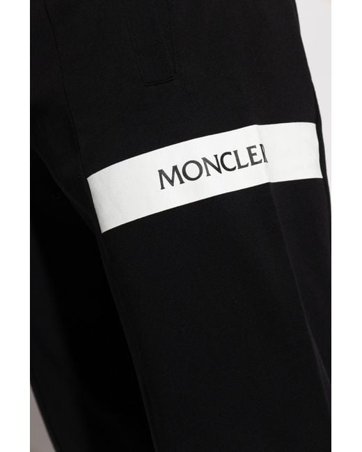 Moncler Black Logo Printed Drawstring Trousers for men