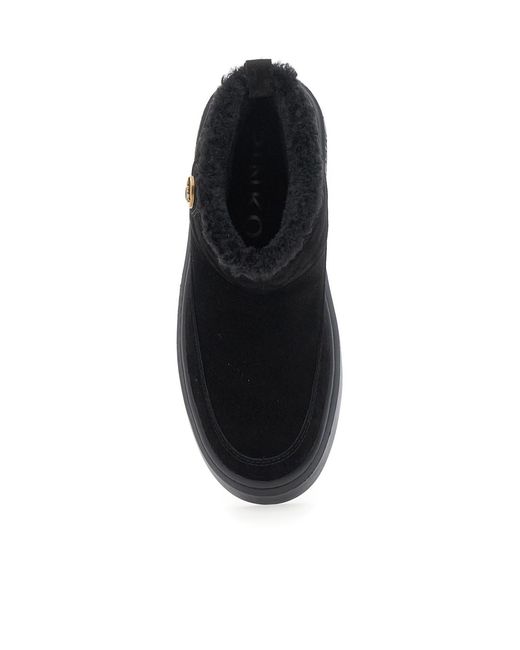Pinko Black Round-Toe Slip-On Boots