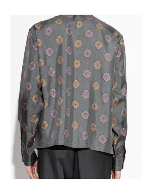 Versace Gray Pattern-Printed Twill Regular Shirt for men