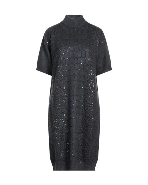 Brunello Cucinelli Black Minimalist Solid-Color Knit Dress