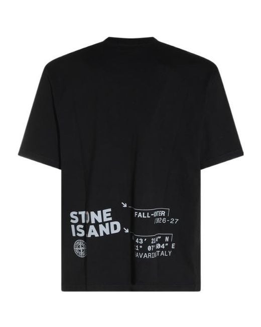 Stone Island Black Logo-Print Crew-Neck T-Shirt for men
