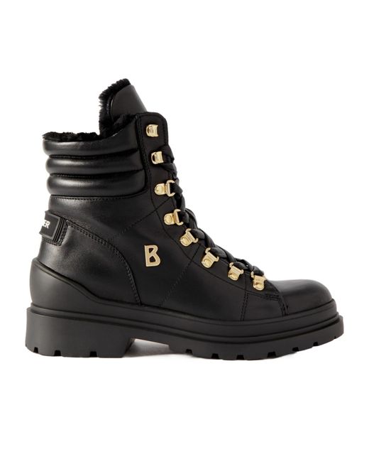 Bogner Black St. Moritz 9 Shearling-Lined Leather Ankle Boots