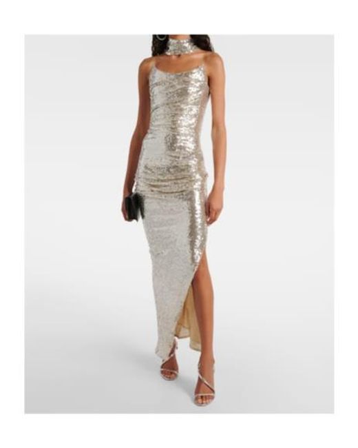 Maticevski White Exhilarate Gathered Sequined Gown