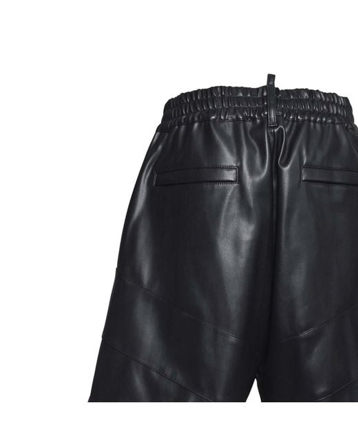 DSquared² Black Eco Leather Shorts for men