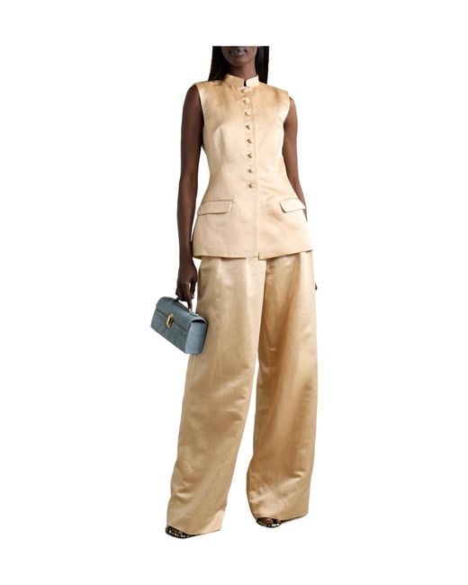 Adam Lippes Natural Minimal Satin Waistcoat