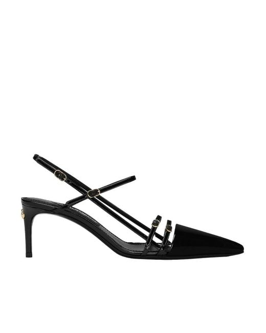 Dolce & Gabbana White Dg Logo Plaque Slingbacks