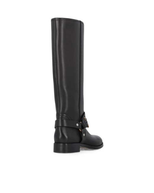 Pinko Black Logo Detail Flat Boots