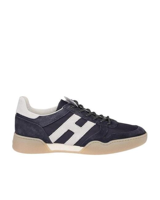 Hogan Blue H357 Monogram Patch Sneakers for men