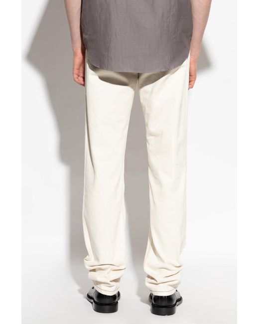 AMI White Contrast Stitch Jeans for men