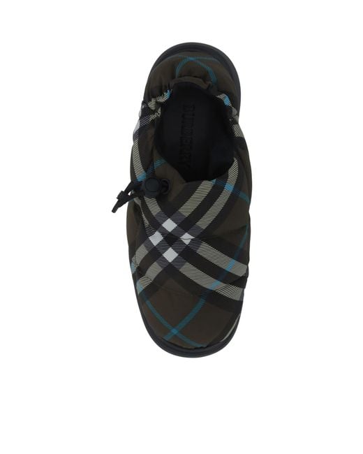 Burberry Black Checked Padded Flat Sandals