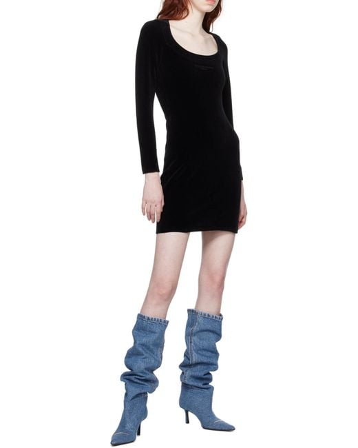 Alexander Wang Black Logo Embroidered Long-Sleeved Dress