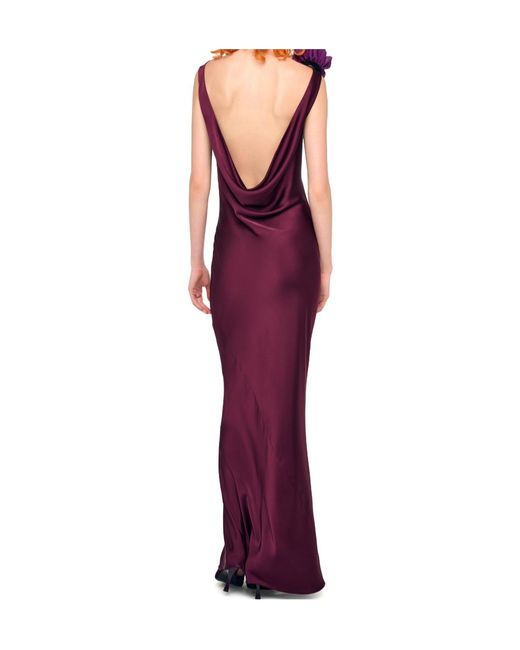 Norma Kamali Purple Sleeveless Low Back Drape Gown
