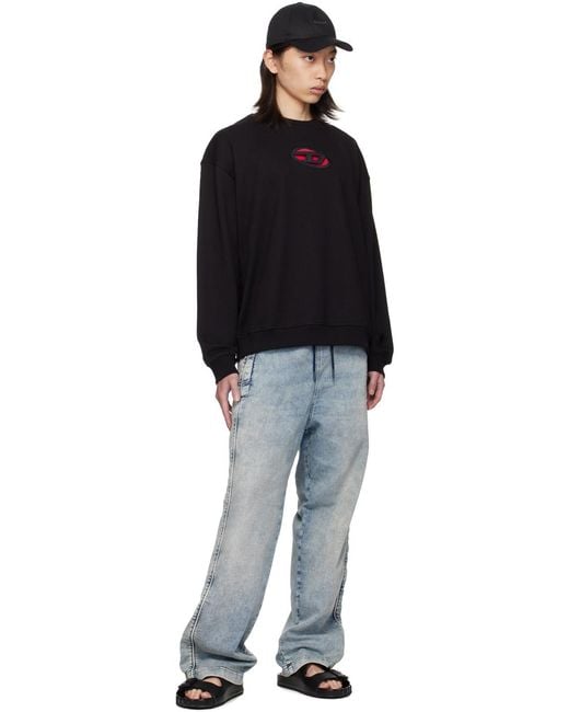 DIESEL Black Cut-Out Oval D Logo Sweatshirt for men