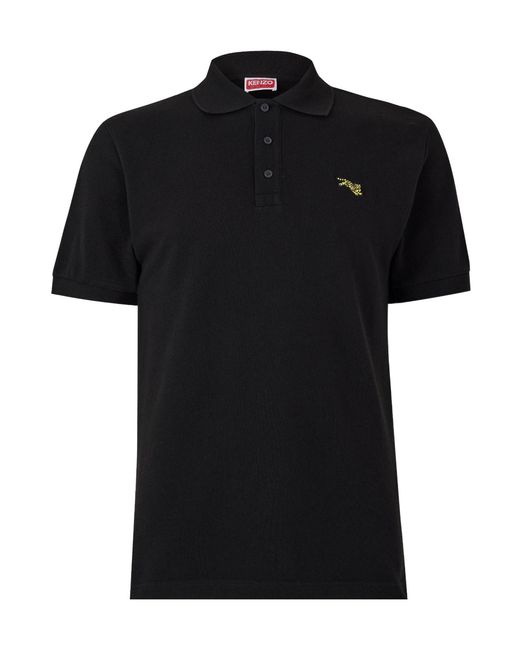 KENZO Black Solid Short-Sleeve Polo Shirt for men