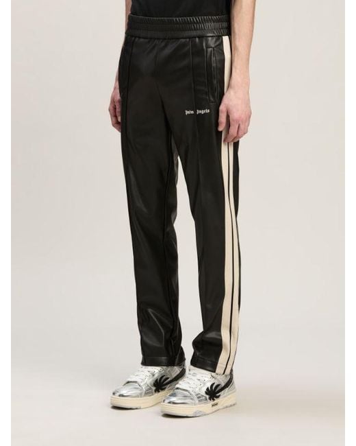 Palm Angels Black Logo Embroidered Side Stripe Detailed Track Pants for men
