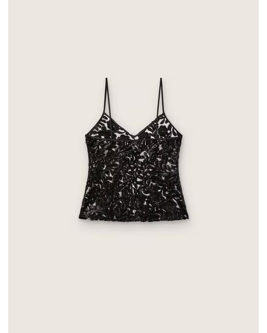 Golden Goose Deluxe Brand Black Floral Seqin Embellished V-Neck Top