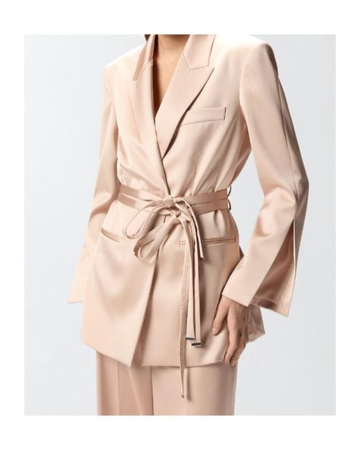 Pinko Pink Long Sleeve Tie-Belt Jacket