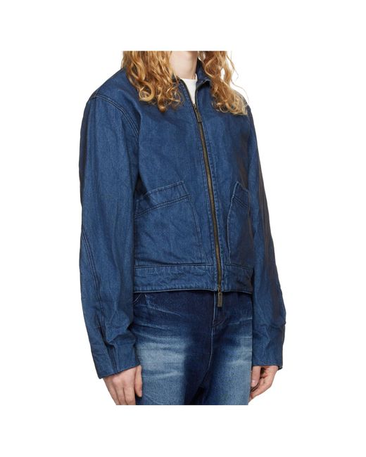 Adererror Blue Zippered Denim Jacket for men