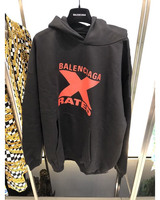 Balenciaga Black Logo Hooded Sweater