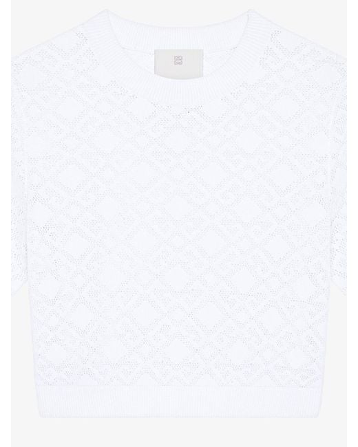 Givenchy White Monogram 72 Jacquard Short-Sleeve Knit Top