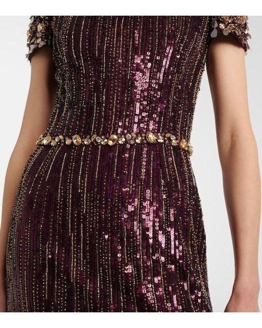 Jenny Packham Purple Ninetta Sequined Gown