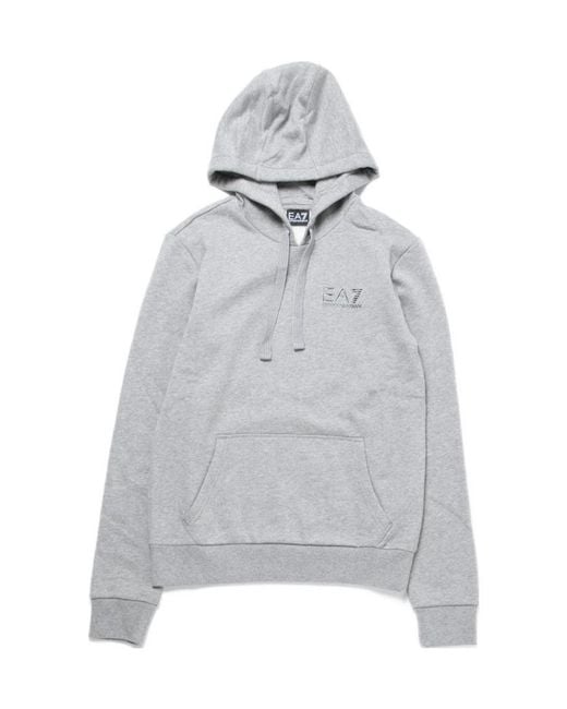 EA7 Gray Logo Hooded Sweater for men