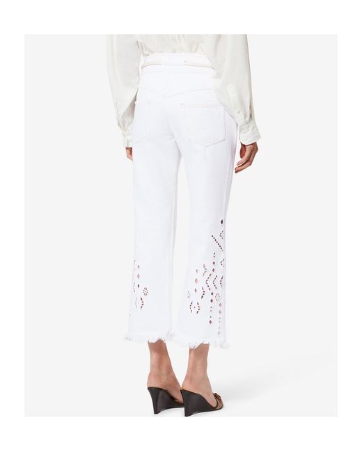 Isabel Marant White Alison Broderie Kick Flare Pants