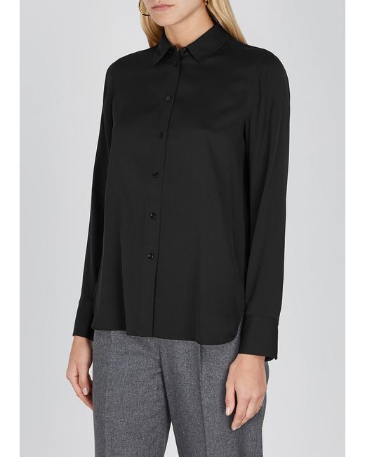 Vince Black Stretch-Silk Shirt