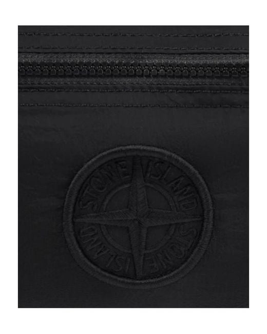 Stone Island Black Compass-Motif Zipped Backpack for men