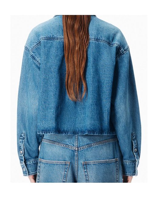 Alexander Wang Blue Cropped Long Sleeve Shirt
