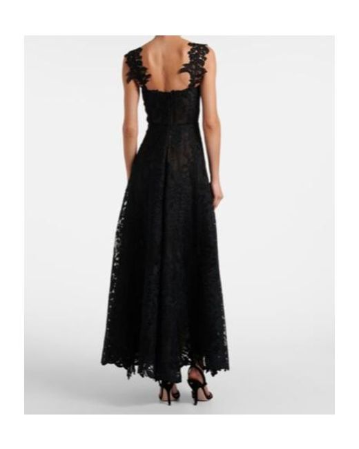 Oscar de la Renta Black Guipure Lace Bustier Gown