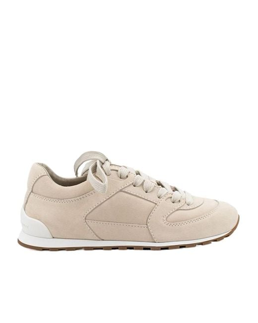 Brunello Cucinelli White Panelled Low-Top Sneakers