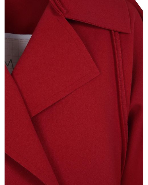 Maria Calderara Red Doublebreasted Coatfelt Coat