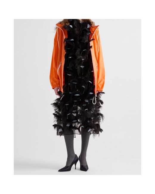 Prada Orange Zip-Up Hooded Jacket