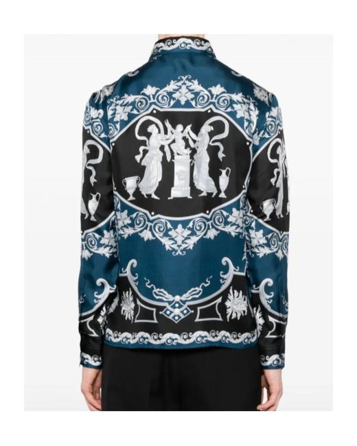 Versace Blue Hall Of Hero Printed Shirt for men