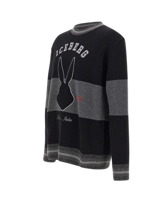 Iceberg Black Bugs Bunny Striped Sweater for men